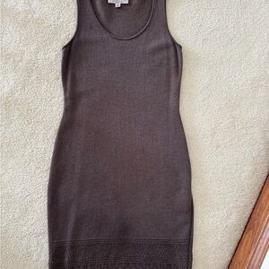 St. John Ribbed Gray Bodycon Mini Dress